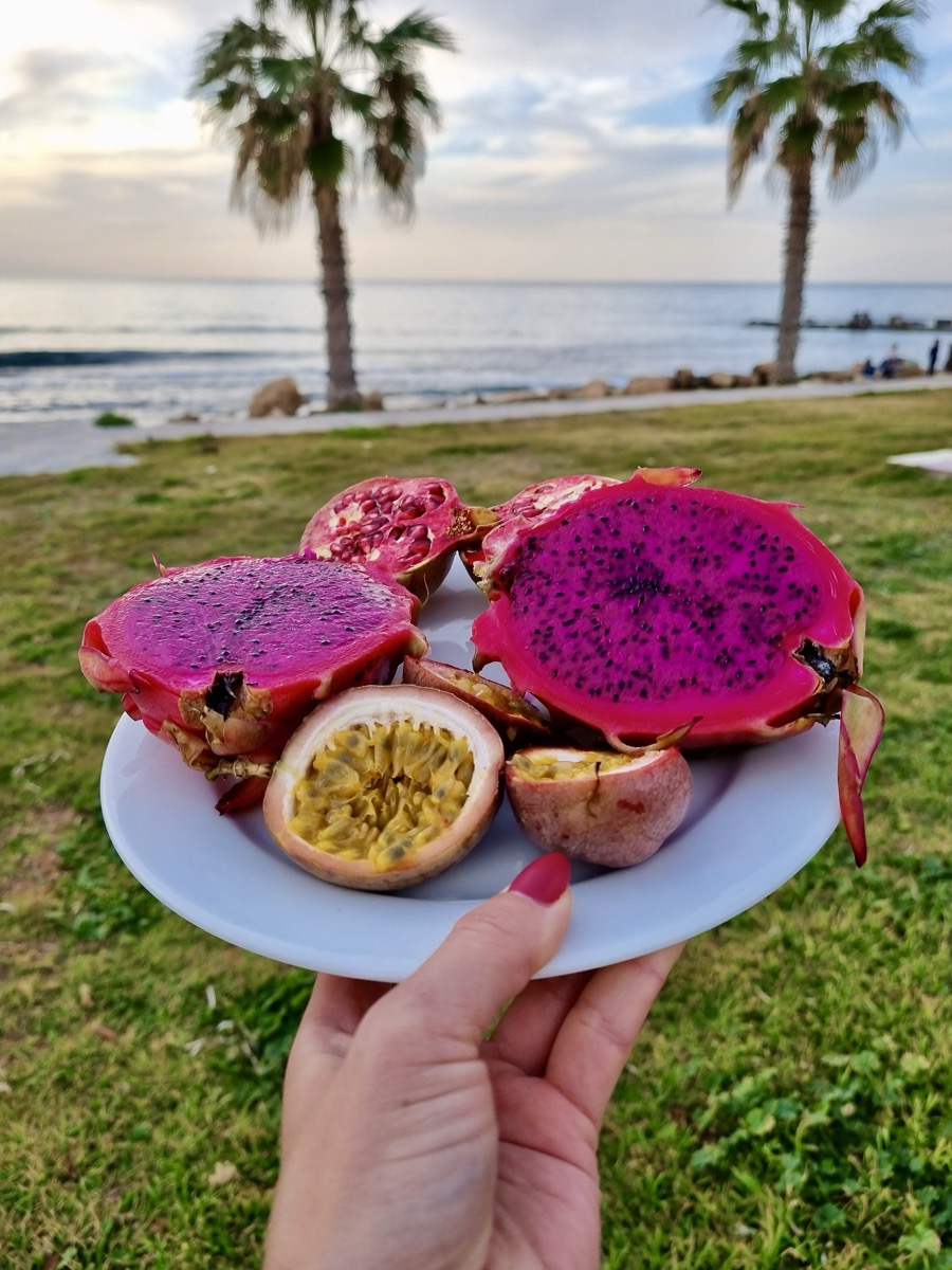 fresh dragon fruit and passion fruit