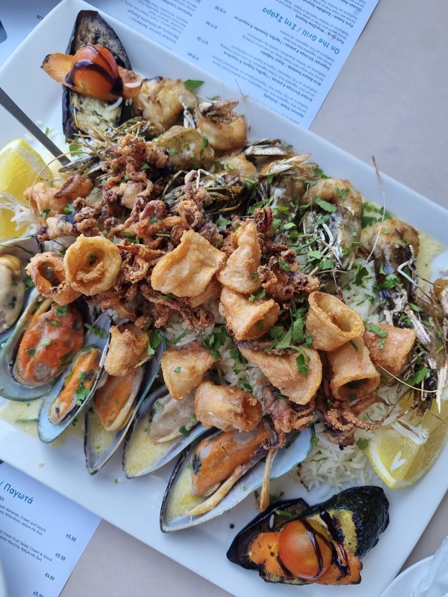 fried seafood and mussels