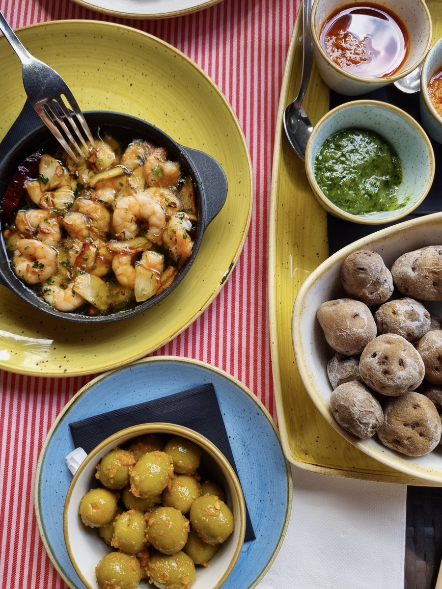 shrimp and papas arrugadas